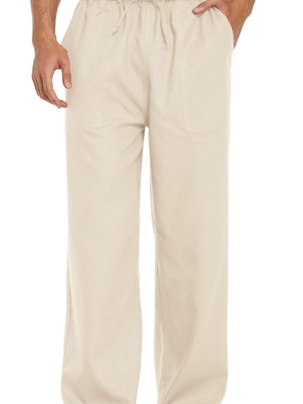 Men's Relaxed Drawstring Joggers in Light Beige
